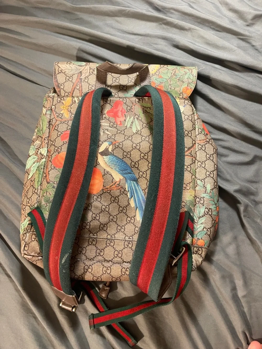 Gucci 405019 GG logo PVC Supreme flower printing canvas backpack - Picture 2 of 6